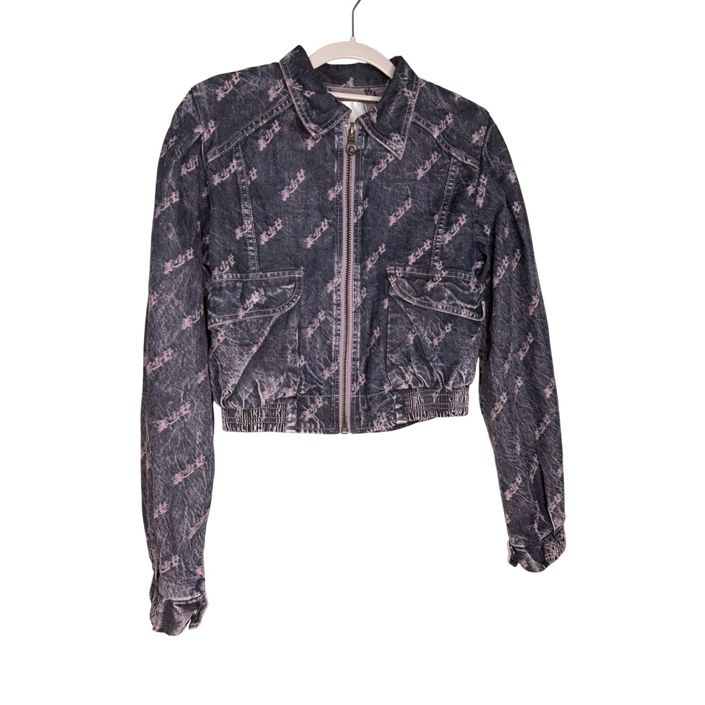 GROUND (ZER)0 denim pink printed cropped jacket